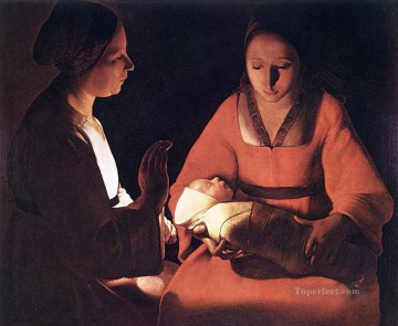 Georges de La Tour Painting - The New born candlelight Georges de La Tour